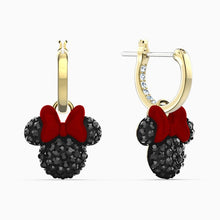 Load image into Gallery viewer, MINNIE HOOP PIERCED EARRINGS, BLACK, GOLD-TONE PLATED