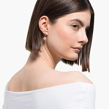 Load image into Gallery viewer, GINGER MINI HOOP PIERCED EARRINGS, WHITE, ROSE-GOLD TONE PLATED