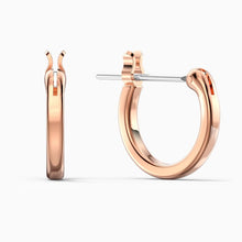 Load image into Gallery viewer, GINGER MINI HOOP PIERCED EARRINGS, WHITE, ROSE-GOLD TONE PLATED