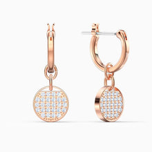 Load image into Gallery viewer, GINGER MINI HOOP PIERCED EARRINGS, WHITE, ROSE-GOLD TONE PLATED