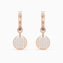 Load image into Gallery viewer, GINGER MINI HOOP PIERCED EARRINGS, WHITE, ROSE-GOLD TONE PLATED