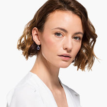Load image into Gallery viewer, TAHLIA MINI HOOP PIERCED EARRINGS, PURPLE, RHODIUM PLATED