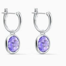 Load image into Gallery viewer, TAHLIA MINI HOOP PIERCED EARRINGS, PURPLE, RHODIUM PLATED