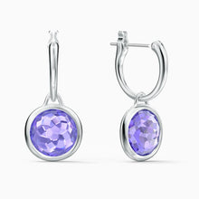 Load image into Gallery viewer, TAHLIA MINI HOOP PIERCED EARRINGS, PURPLE, RHODIUM PLATED