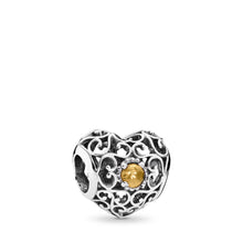 Load image into Gallery viewer, Pandora November Signature Heart Charm, Citrine