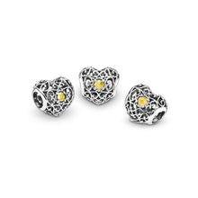 Load image into Gallery viewer, Pandora November Signature Heart Charm, Citrine