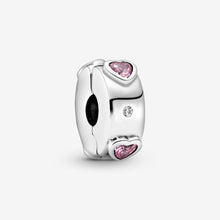Load image into Gallery viewer, Sparkling Pink Hearts Clip Charm