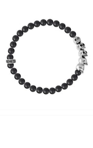 6 mm Onyx Bead Bracelet w/ Skull Bridge