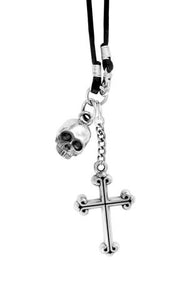 Hamlet Skull and Cross Pendant on Braided Cord