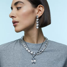 Load image into Gallery viewer, Harmonia drop earrings Cushion cut floating crystals, White, Mixed metal finish