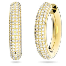 Load image into Gallery viewer, Dextera hoop earrings Pavé, Medium, White, Gold-tone plated