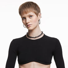 Load image into Gallery viewer, Ortyx hoop earrings Triangle cut, Black, Rhodium plated