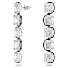 Load image into Gallery viewer, Harmonia drop earrings Cushion cut floating crystals, White, Mixed metal finish