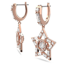 Load image into Gallery viewer, Stella hoop earrings Star, White, Rose gold-tone plated