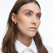 Load image into Gallery viewer, Dextera hoop earrings Pavé, Small, White, Rhodium plated