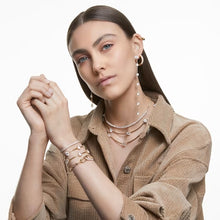 Load image into Gallery viewer, Dextera hoop earrings Pavé, Medium, White, Gold-tone plated