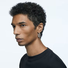 Load image into Gallery viewer, Dextera hoop earrings Octagon, Pavé, Medium, White, Rhodium plated