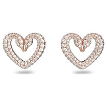 Load image into Gallery viewer, Una stud earrings Heart, Small, White, Rose gold-tone plated