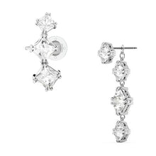Load image into Gallery viewer, Millenia ear cuff Set (2), Asymmetrical, White, Rhodium plated