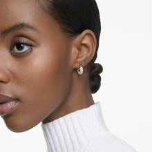 Load image into Gallery viewer, Dextera hoop earrings Pavé, Small, White, Rose gold-tone plated