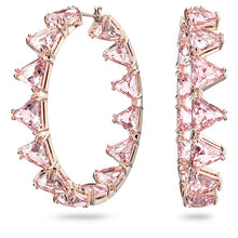 Load image into Gallery viewer, Ortyx hoop earrings Triangle cut, Pink, Rose gold-tone plated