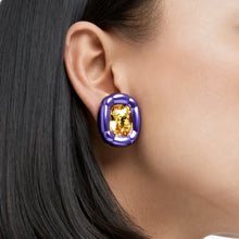 Load image into Gallery viewer, Dulcis clip earrings Cushion cut, Purple