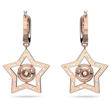 Load image into Gallery viewer, Stella hoop earrings Star, White, Rose gold-tone plated