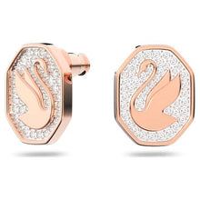 Load image into Gallery viewer, Signum stud earrings Swan, White, Rose gold-tone plated