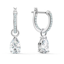 Load image into Gallery viewer, Attract hoop earrings Pear cut, White, Rhodium plated