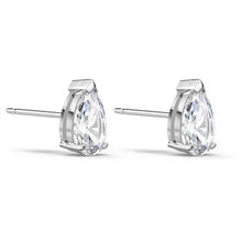 Load image into Gallery viewer, Attract stud earrings Pear cut, White, Rhodium plated