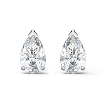 Load image into Gallery viewer, Attract stud earrings Pear cut, White, Rhodium plated