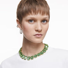 Load image into Gallery viewer, Dextera hoop earrings Octagon, Pavé, Medium, White, Rhodium plated