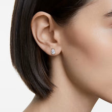Load image into Gallery viewer, Attract stud earrings Pear cut, White, Rhodium plated