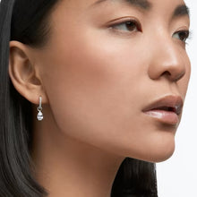 Load image into Gallery viewer, Attract hoop earrings Pear cut, White, Rhodium plated