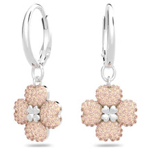Load image into Gallery viewer, Latisha hoop earrings Flower, Pink, Rhodium plated