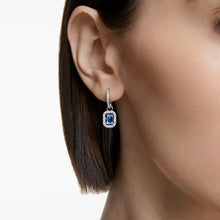 Load image into Gallery viewer, Millenia drop earrings Octagon cut, Blue, Rhodium plated