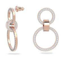 Load image into Gallery viewer, Hollow hoop earrings White, Rose gold-tone plated