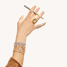 Load image into Gallery viewer, Constella bangle Round cut, White, Gold-tone plated
