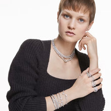 Load image into Gallery viewer, Tennis Deluxe V necklace Mixed cuts, White, Rhodium plated