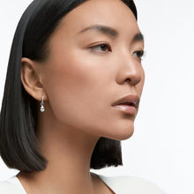 Load image into Gallery viewer, Attract hoop earrings Pear cut, White, Rhodium plated