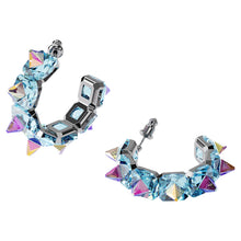 Load image into Gallery viewer, Swarovski Chroma hoop earrings Blue, Rhodium plated