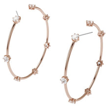 Load image into Gallery viewer, Swarovski Constella hoop earrings White, Rose-gold tone plated