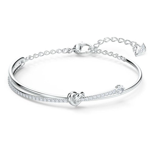 Swarovski Lifelong Heart Bangle, White, Rhodium plated