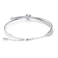 Load image into Gallery viewer, Swarovski Lifelong Heart Bangle, White, Rhodium plated