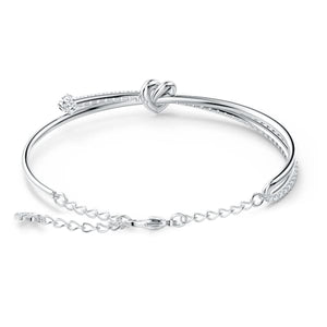 Swarovski Lifelong Heart Bangle, White, Rhodium plated