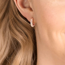 Load image into Gallery viewer, Swarovski Stone Pierced Earrings, Pink, Rose-gold tone plated