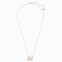 Load image into Gallery viewer, SWAN NECKLACE, WHITE, ROSE-GOLD TONE PLATED