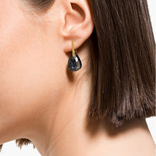 Load image into Gallery viewer, Swarovski T Bar Pierced Earrings, Gray, Gold-tone plated