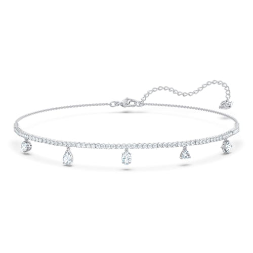 Swarovski Tennis Deluxe Mixed Choker, White, Rhodium plated