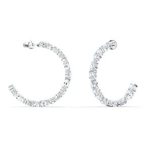 Swarovski Tennis Deluxe Mixed Hoop Pierced Earrings, White, Rhodium plated